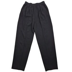St John Basics‎ Marie Gray Black Knit Pleated Pants Elastic Waist Size 6 USA